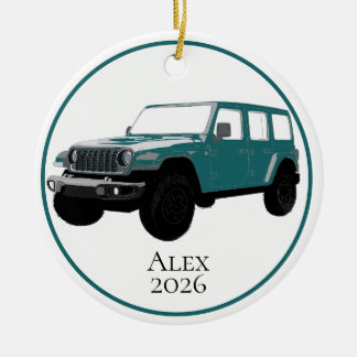 Teal Off-Road Utility Vehicle 7 slot grille Keramik Ornament