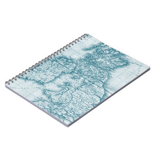 Teal Old World Antike Map Notebook Notizblock
