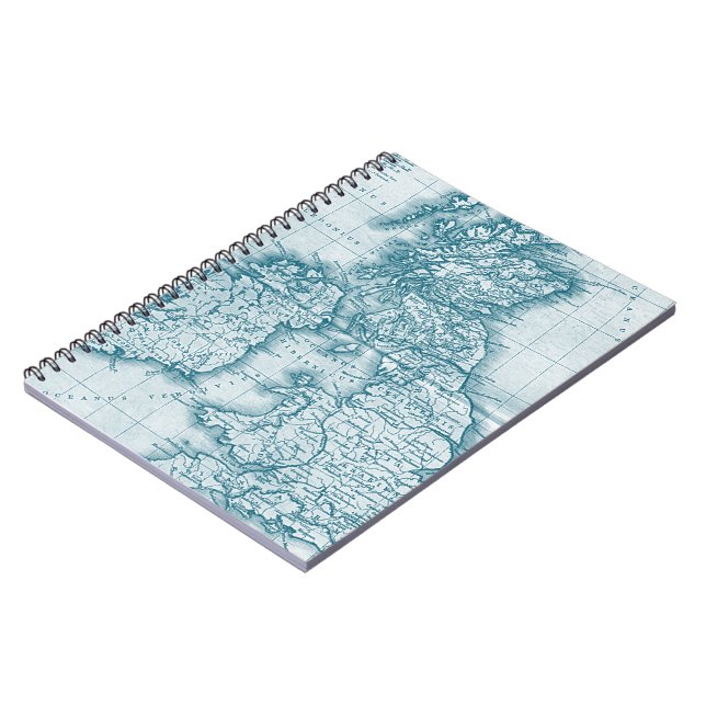 Teal Old World Antike Map Notebook Notizblock (Linke Seite)