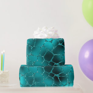 Teal Ombre Glam Glitter Giraffen Punkte Muster Geschenkpapier