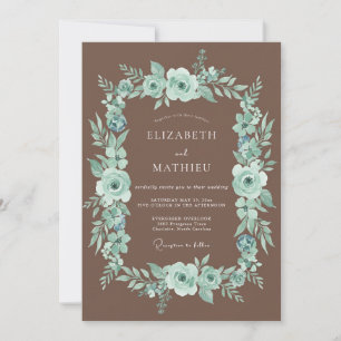 Teal Opulente Kranz Hochzeit Einladung