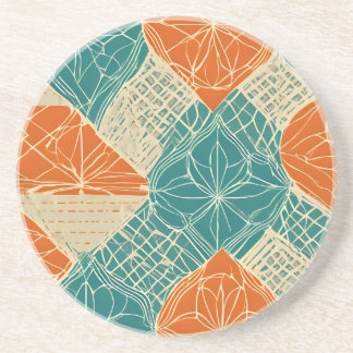 Teal, Orange, and Tan Abstract Flowers Getränkeuntersetzer