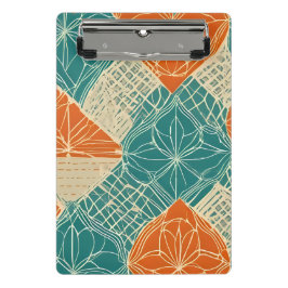 Teal, Orange, and Tan Abstract Flowers Mini Klemmbrett