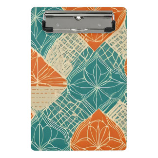 Teal, Orange, and Tan Abstract Flowers Mini Klemmbrett