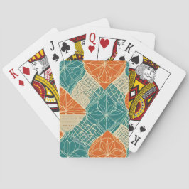 Teal, Orange, and Tan Abstract Flowers Spielkarten
