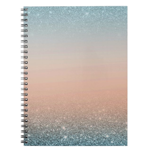 Teal & Orange Notebook with Blue Glitter Notizblock (Vorderseite)