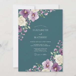 Teal Orchid Botanische Hochzeit Einladung