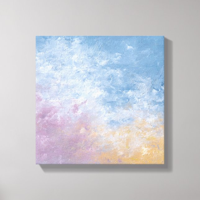 Teal & Peach Textured Abstract Canvas Print Leinwanddruck (Vorderseite)