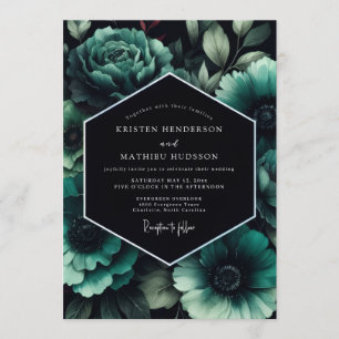 Teal Penumbral Bloom Hochzeit Einladung