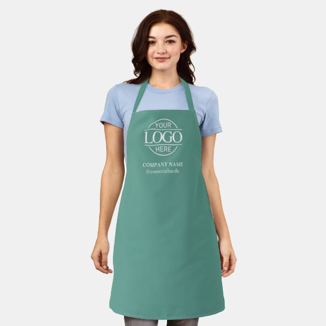 Teal Personalized Apron with Logo Custom Uniform Schürze (Getragen)