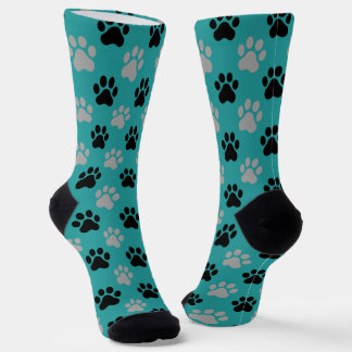 Teal-Pfotenmuster Hundeliebhaber Socken