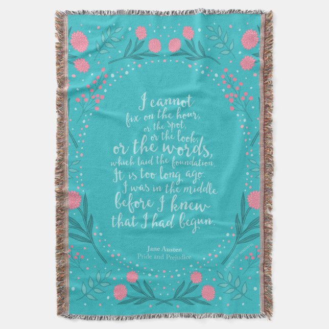 Teal & Pink Floral Jane Austen Pride and Prejudice Decke (Vorderseite Vertikal)