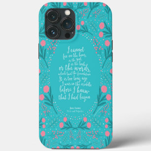 Teal & Pink Floral Jane Austen Stolz und Vorurteil iPhone 13 Pro Max Hülle