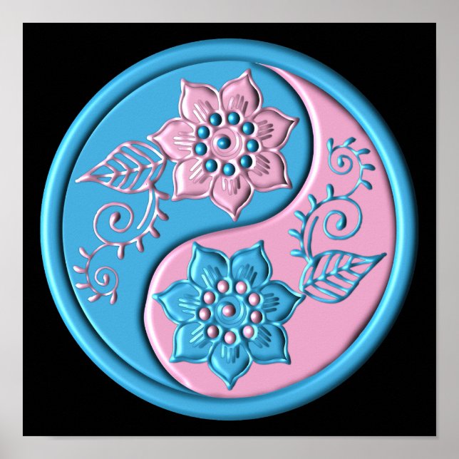 Teal & Pink Yin Yang Poster (Vorne)