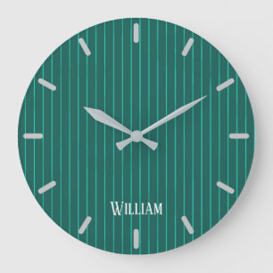 Teal pinstripes große wanduhr