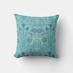 Teal Primrose und Lilie Kissen