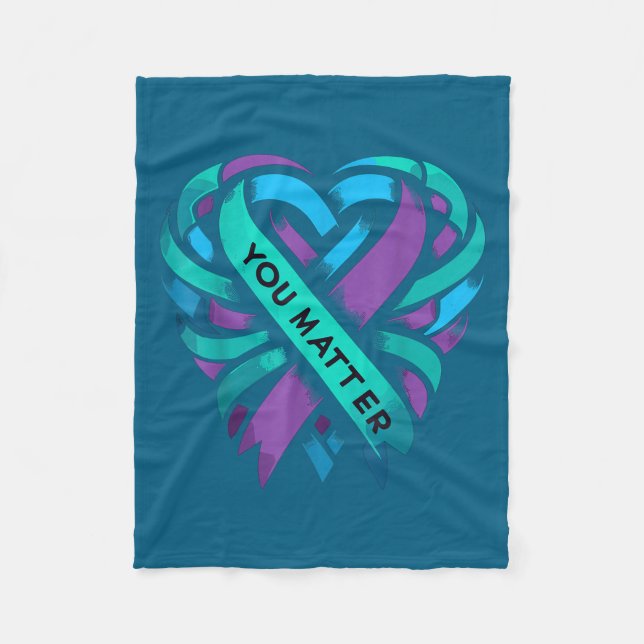 Teal Purple Heart You Suicide Prevention Awareness Fleecedecke (Vorderseite)