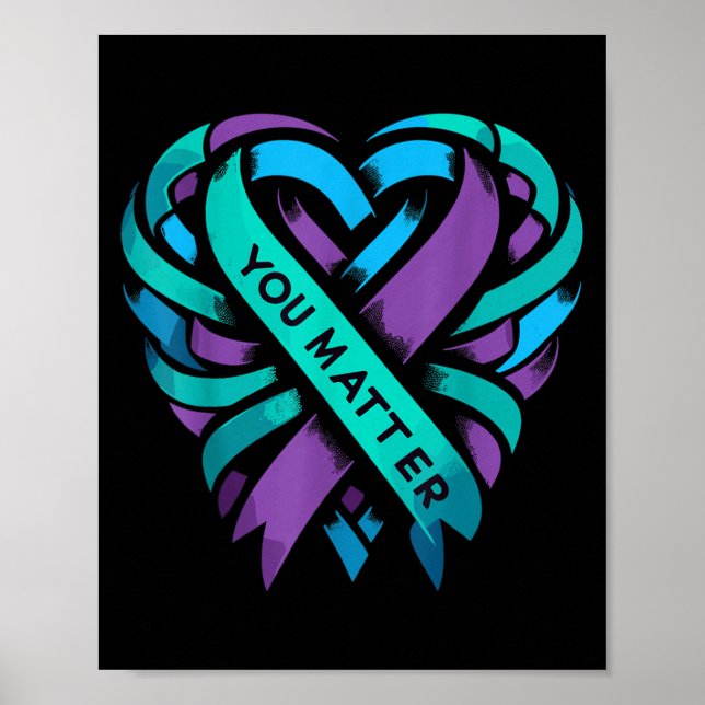 Teal Purple Heart You Suicide Prevention Awareness Poster (Vorne)