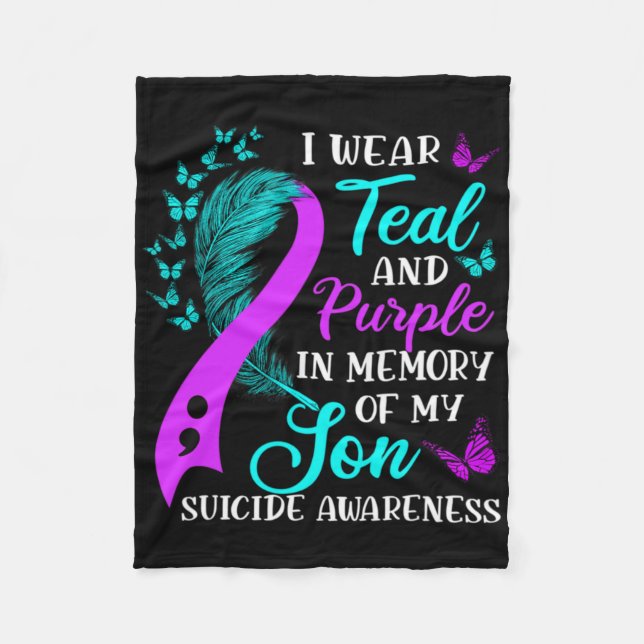Teal Purple In Memory Of My Son Suicide Awareness  Fleecedecke (Vorderseite)
