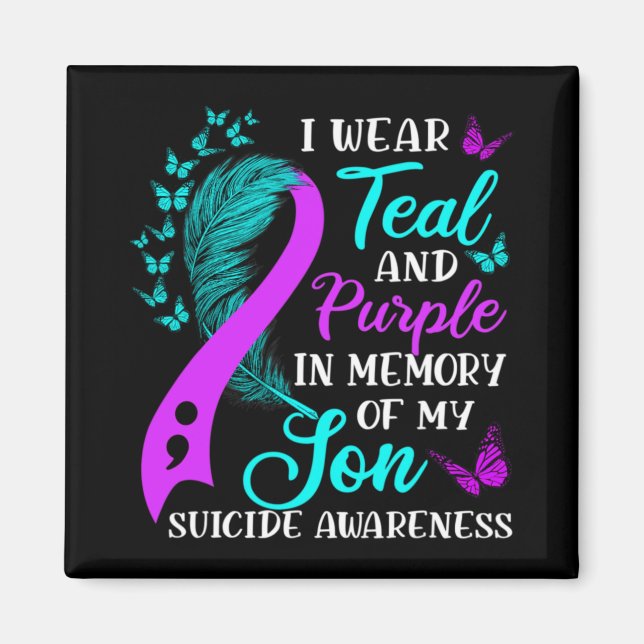 Teal Purple In Memory Of My Son Suicide Awareness  Magnet (Vorne)