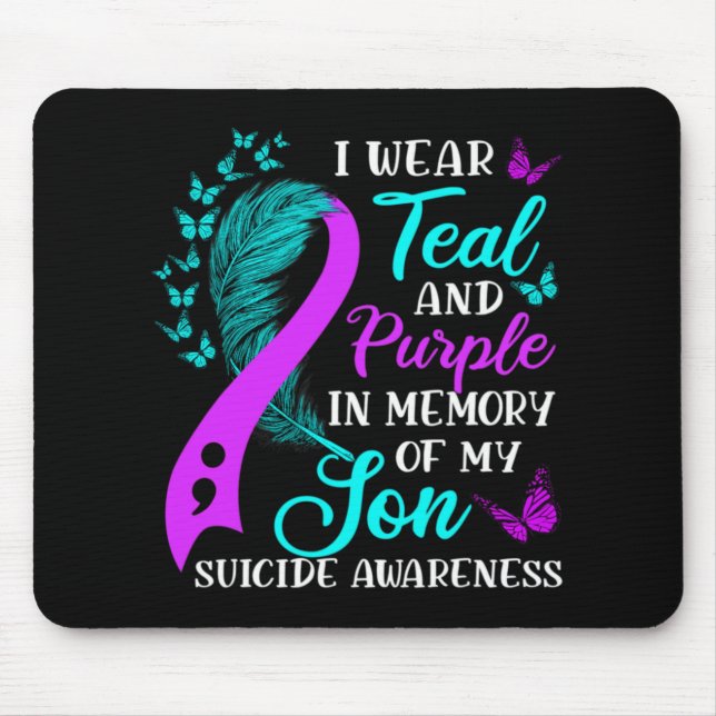 Teal Purple In Memory Of My Son Suicide Awareness  Mousepad (Vorne)