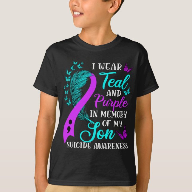 Teal Purple In Memory Of My Son Suicide Awareness  T-Shirt (Vorderseite)