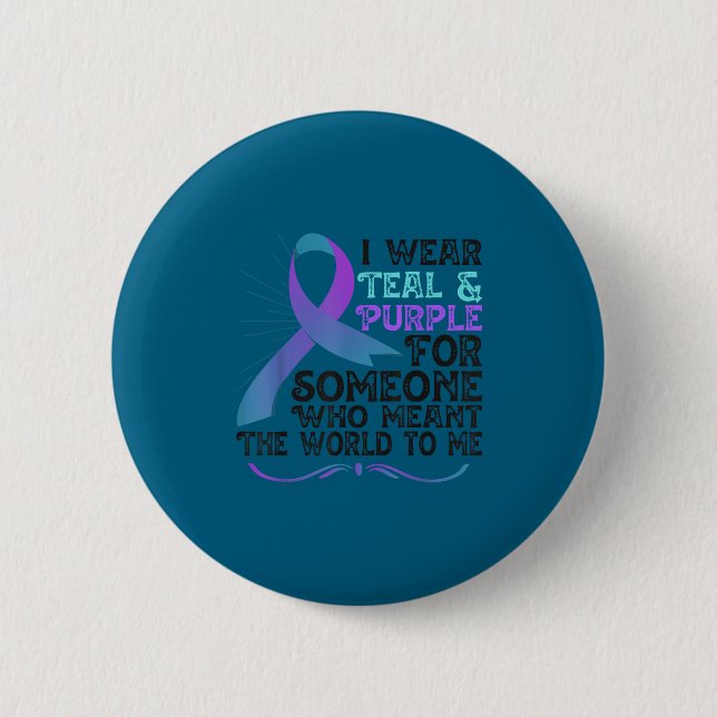 Teal Purple Ribbon For Suicide Prevention Awarenes Button (Vorderseite)