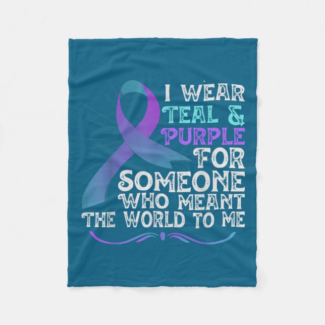 Teal Purple Ribbon For Suicide Prevention Awarenes Fleecedecke (Vorderseite)