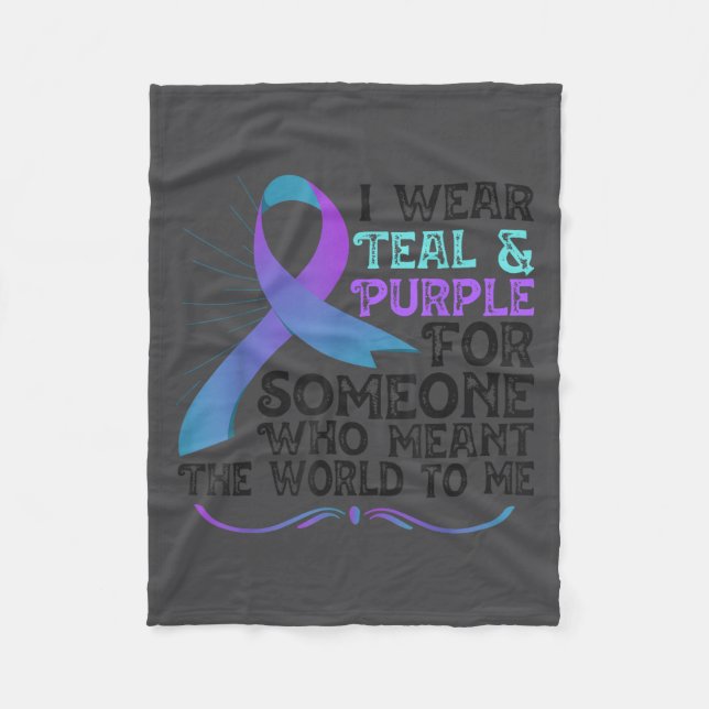 Teal Purple Ribbon For Suicide Prevention Awarenes Fleecedecke (Vorderseite)