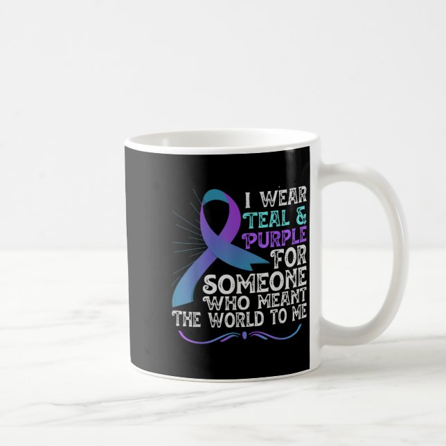 Teal Purple Ribbon For Suicide Prevention Awarenes Kaffeetasse (Rechts)