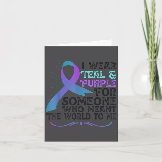 Teal Purple Ribbon For Suicide Prevention Awarenes Karte (Vorderseite)