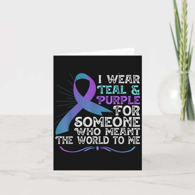 Teal Purple Ribbon For Suicide Prevention Awarenes Karte (Vorderseite)