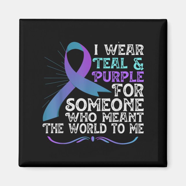Teal Purple Ribbon For Suicide Prevention Awarenes Magnet (Vorne)