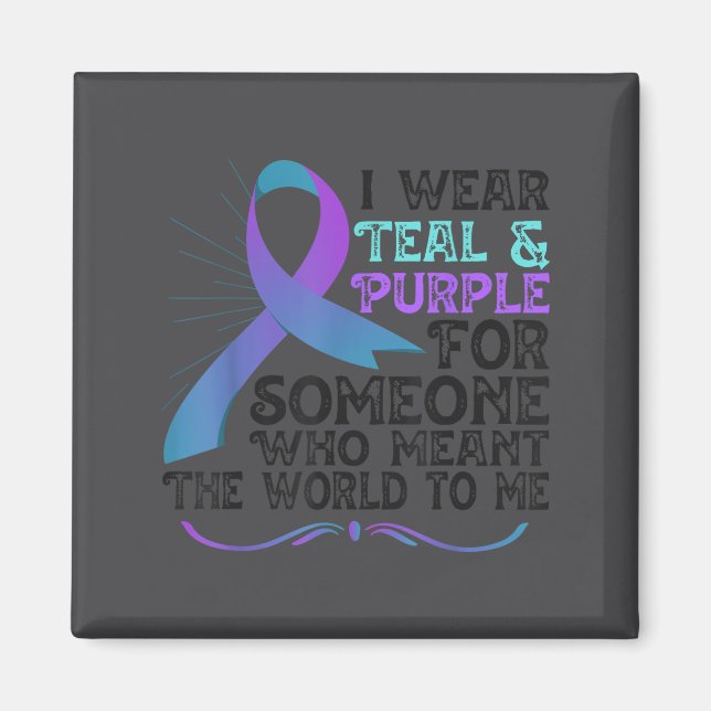 Teal Purple Ribbon For Suicide Prevention Awarenes Magnet (Vorne)