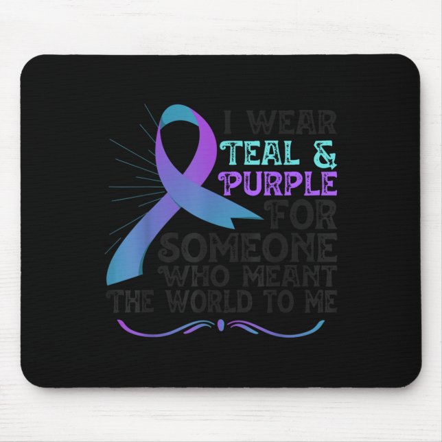 Teal Purple Ribbon For Suicide Prevention Awarenes Mousepad (Vorne)