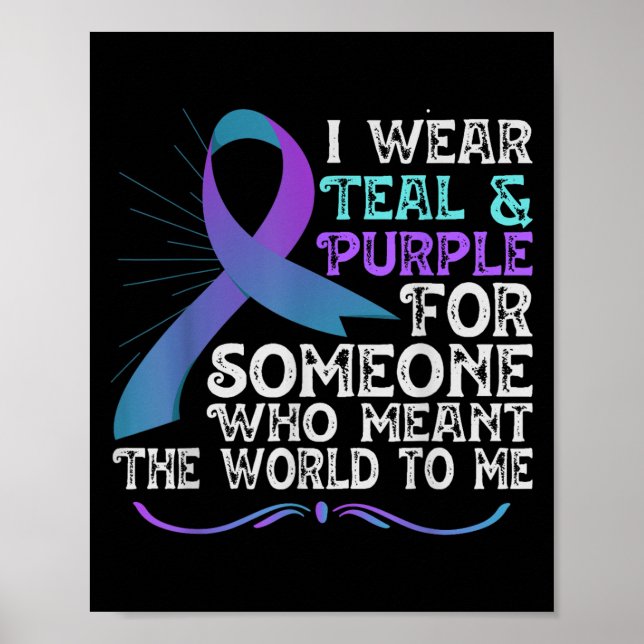 Teal Purple Ribbon For Suicide Prevention Awarenes Poster (Vorne)