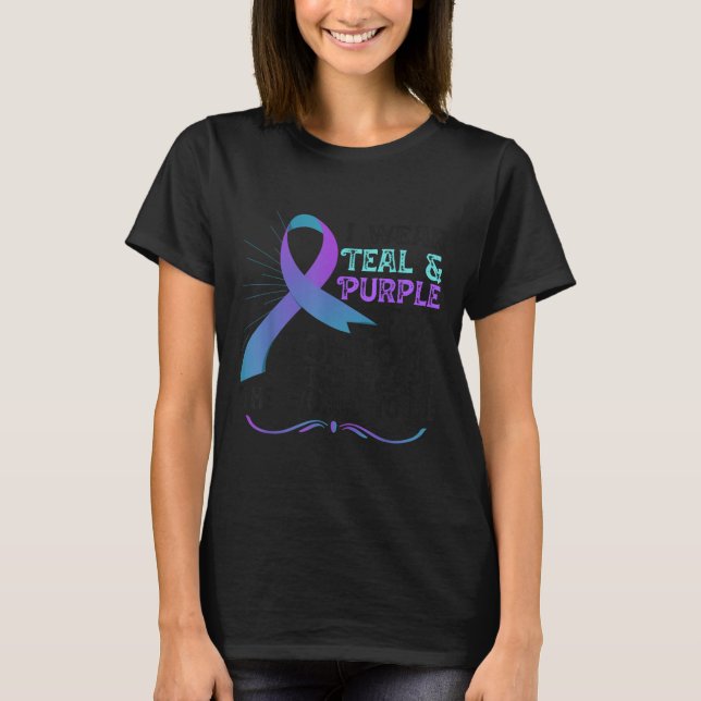 Teal Purple Ribbon For Suicide Prevention Awarenes T-Shirt (Vorderseite)