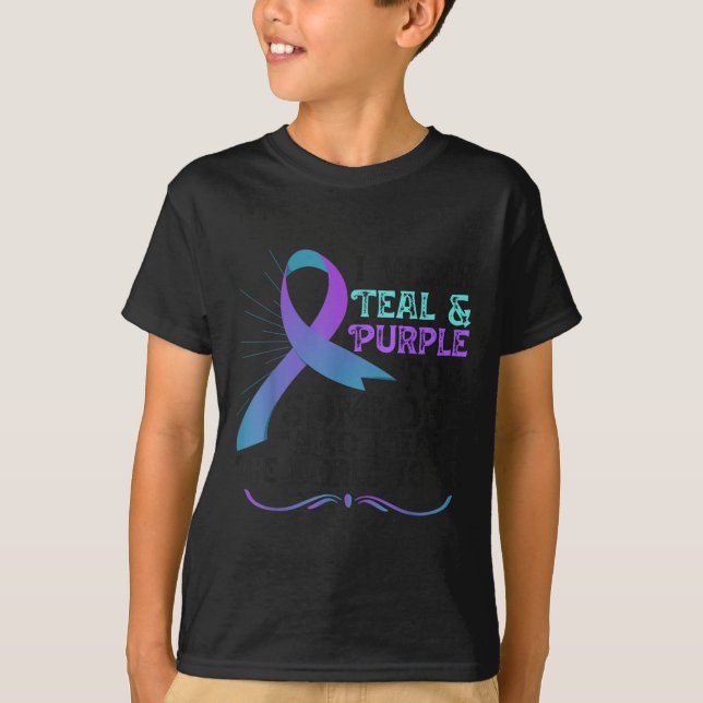 Teal Purple Ribbon For Suicide Prevention Awarenes T-Shirt (Vorderseite)