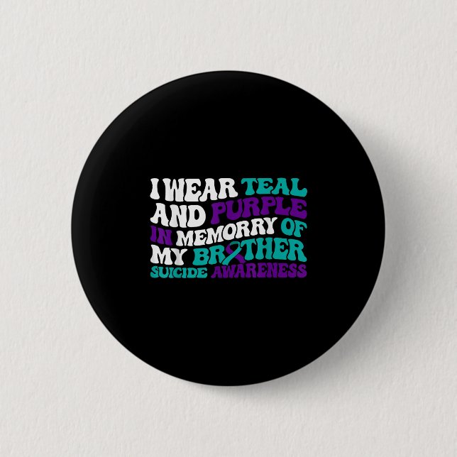 Teal Purple Ribbon Suicide Awareness Brother Aware Button (Vorderseite)