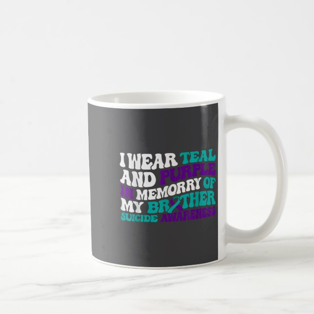 Teal Purple Ribbon Suicide Awareness Brother Aware Kaffeetasse (Rechts)