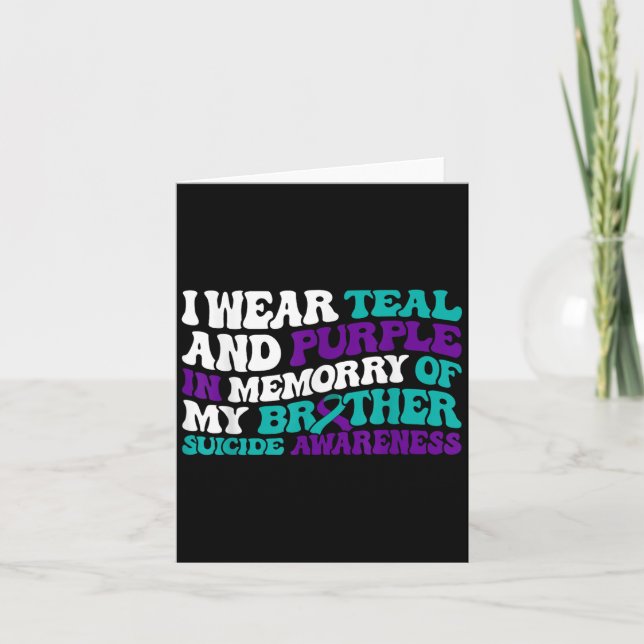 Teal Purple Ribbon Suicide Awareness Brother Aware Karte (Vorderseite)