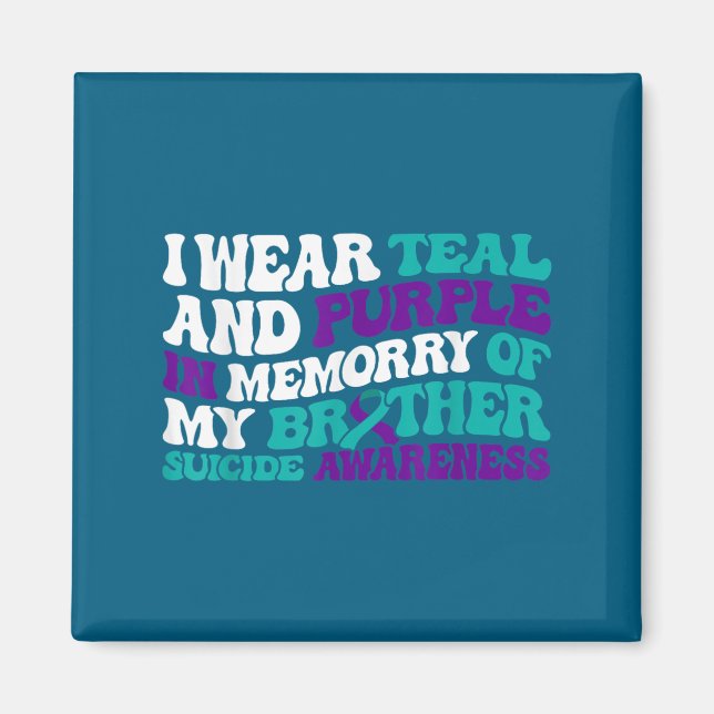 Teal Purple Ribbon Suicide Awareness Brother Aware Magnet (Vorne)