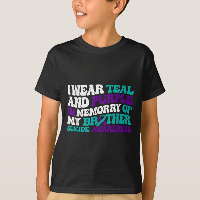 Teal Purple Ribbon Suicide Awareness Brother Aware T-Shirt (Vorderseite)