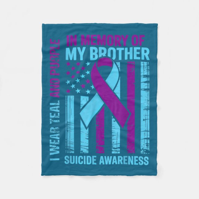 Teal Purple Ribbon Suicide Awareness Flag Brother  Fleecedecke (Vorderseite)