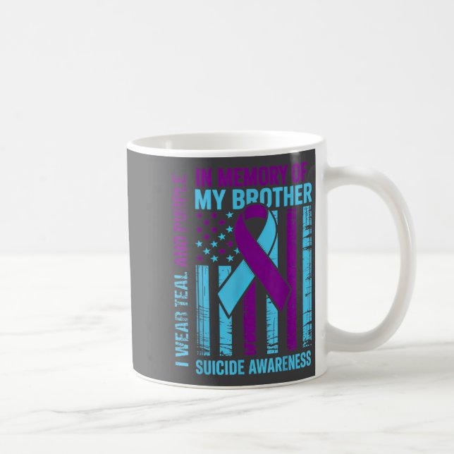 Teal Purple Ribbon Suicide Awareness Flag Brother  Kaffeetasse (Rechts)