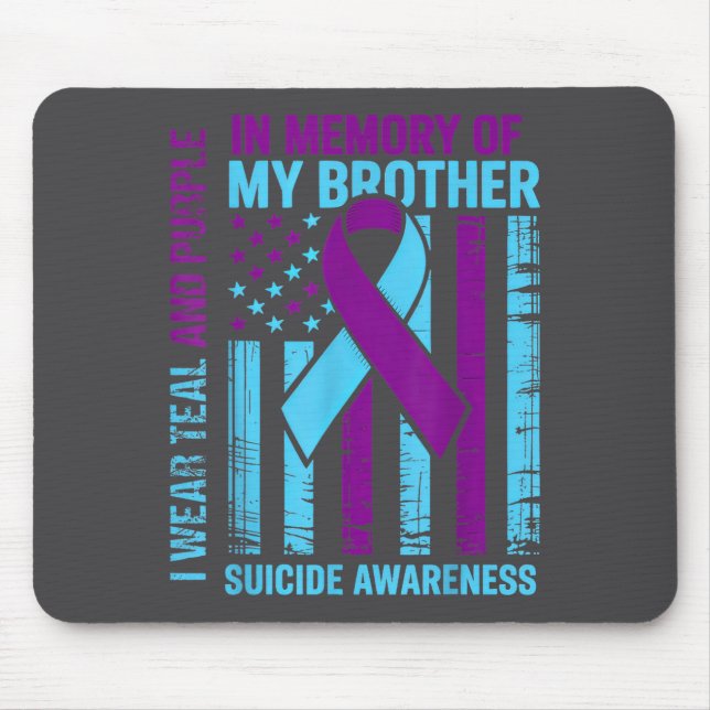 Teal Purple Ribbon Suicide Awareness Flag Brother  Mousepad (Vorne)