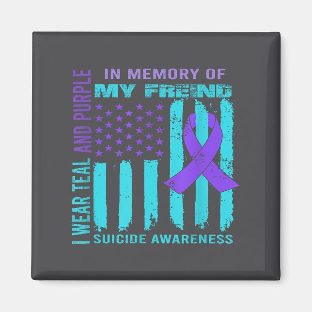 Teal Purple Ribbon Suicide Awareness Flag Freind B Magnet (Vorne)