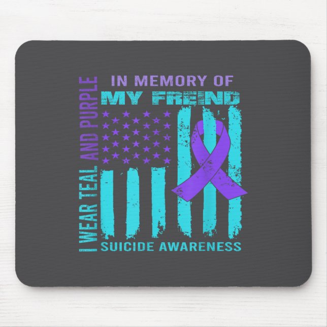 Teal Purple Ribbon Suicide Awareness Flag Freind B Mousepad (Vorne)