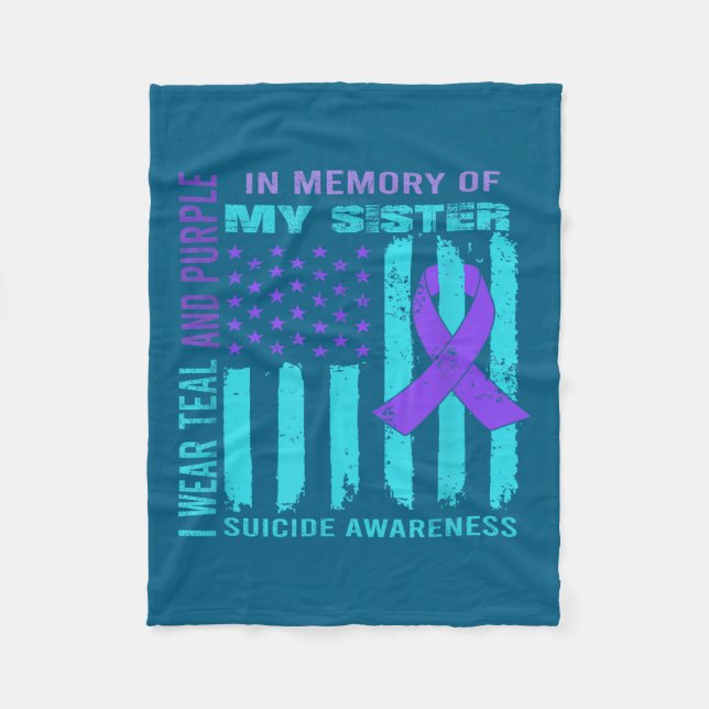 Teal Purple Ribbon Suicide Awareness Flag Sister B Fleecedecke (Vorderseite)