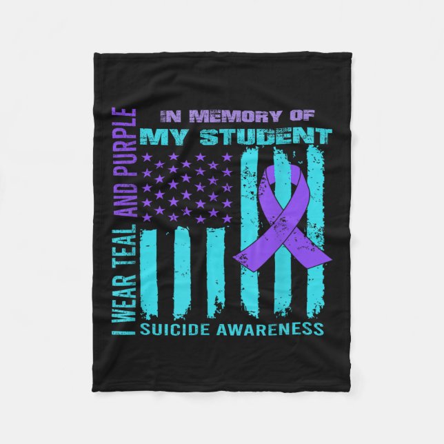 Teal Purple Ribbon Suicide Awareness Flag Student  Fleecedecke (Vorderseite)